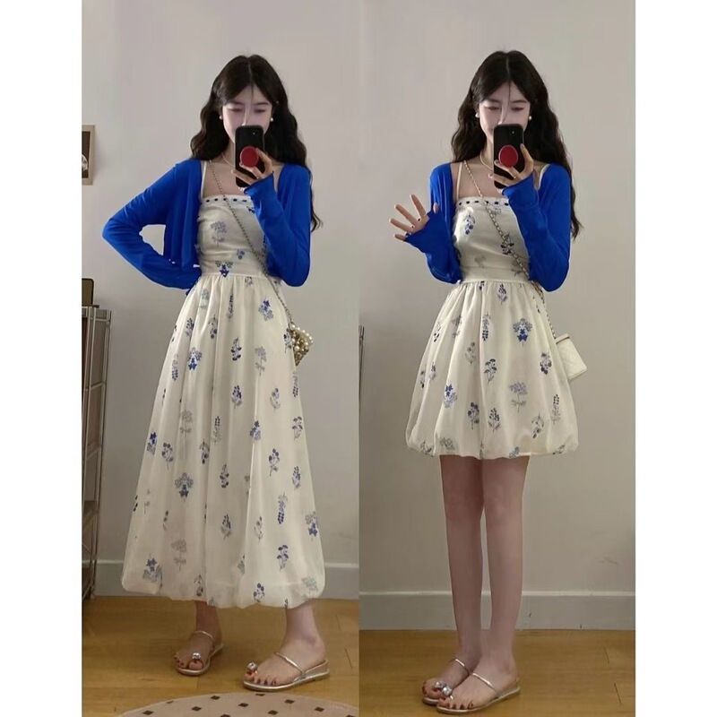 2025 Summer New Style Elegant French Floral Spaghetti Strap Dress for Women, Designed to Slim the Waist and Make You Look Slimmer, Long Dress 2025 Summer New Style Elegant French Floral Spaghetti Strap Dress for Women, Designed to Slim the Waist and Make You Look Slimmer, Long Dress