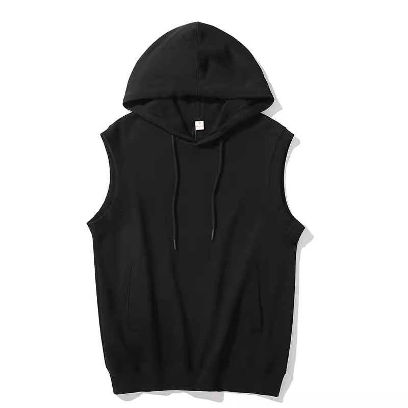 Amycoulee Export American-Style Heavyweight Large-Size Hooded Vest Spring and Autumn Terry Sleeveless Sweatshirt Men's Jacket
