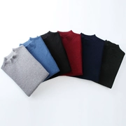 Áo len cashmere nửa cổ cao cổ tròn áo thun nửa tay áo len cashmere 100% cashmere màu rắn chạm đáy áo len - Áo len Cashmere