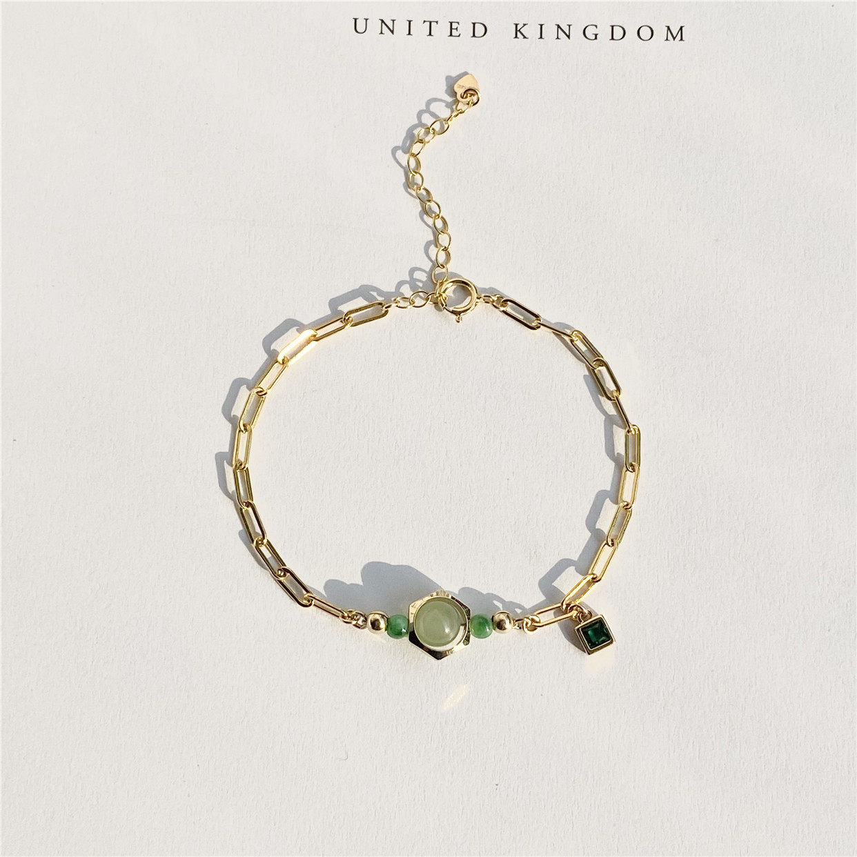 Emerald And Fields Jade Jade Beads Handmade Girl Golden Retro Day Style Ancestral Mother Green Zircons Strings Advanced Sensation Lukewarm