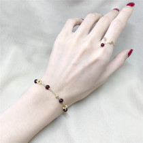 Ye home natural wine red garnet single circle 14K gold bracelets female Korean version of simple student Mori girlfriends