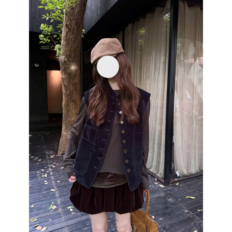 Korean Dongdaemun Autumn New Retro Fashion Workwear Style Stand Collar Casual Slimming Versatile Loose Sleeveless Vest Korean Dongdaemun Autumn New Retro Fashion Workwear Style Stand Collar Casual Slimming Versatile Loose Sleeveless Vest