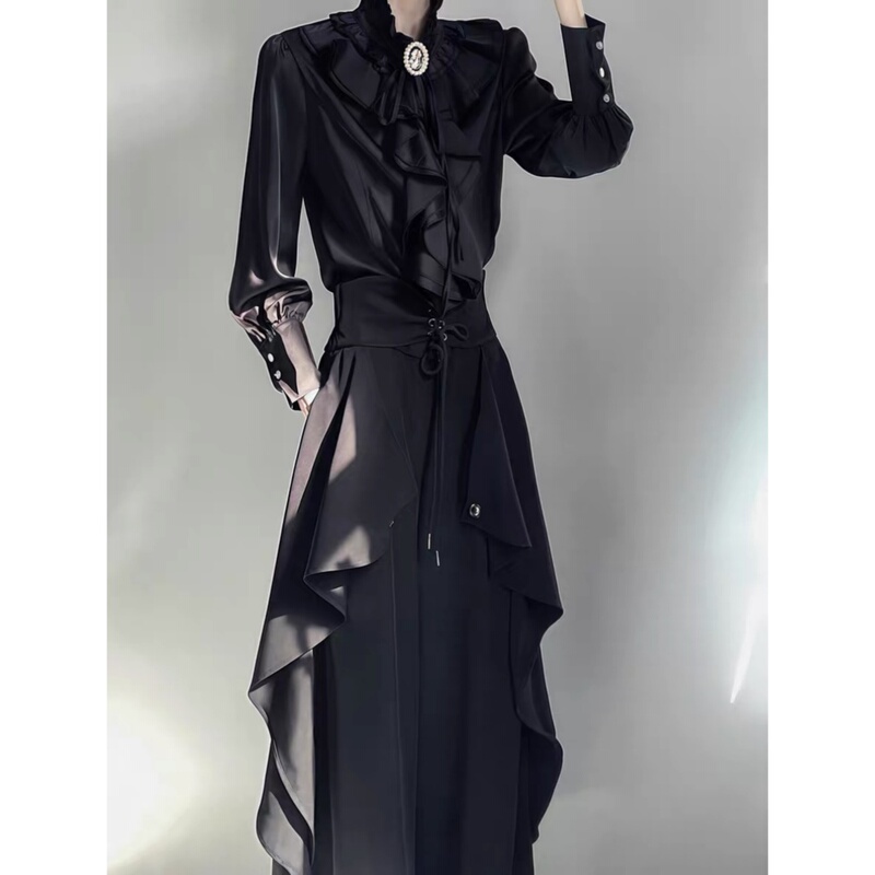 Gothic Dark Style Design, Palace-Style Shirt, High-End French Shirt, Long-Sleeved Top, Culottes, Niche Suit Gothic Dark Style Design, Palace-Style Shirt, High-End French Shirt, Long-Sleeved Top, Culottes, Niche Suit