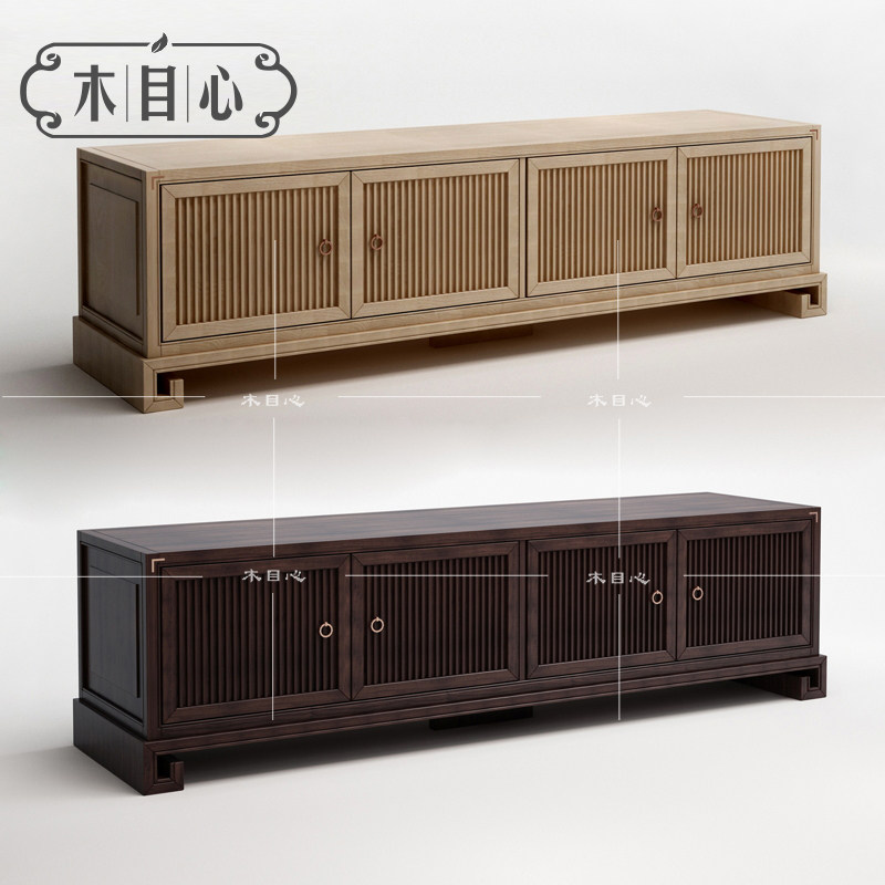 New Chinese solid wood TV cabinet modern minimalist living-room TV cabinet Zen Serie original wood color hotel Inn furniture Customized