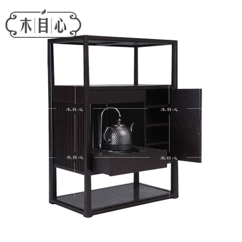 New Chinese style tea cabinet Simple modern tea cabinet Solid wood boiling water small tea cabinet Tea room furniture Zen storage cabinet