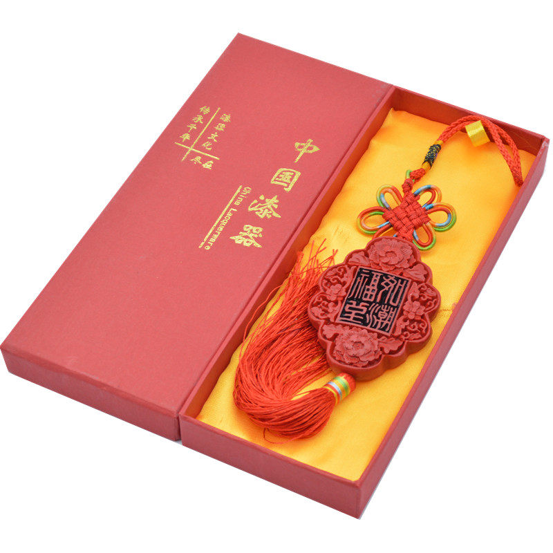 Zhang family courtyard Lacquer carving Chinese knot car pendant decoration Chinese style small gift Lacquerware gift craft gift decoration to send foreigners
