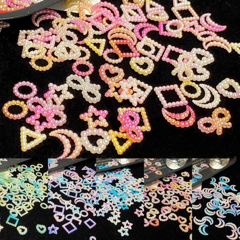 Cream Queen Mobile Beauty DIY Cream Clay Pearl Accessories Lianzhu White Love Bow Stars