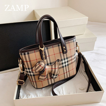 France ZAMP Special Cabinet Womens Bag Tide Genuine Leather Large Capacity Handbag Broadband Plaid Single Shoulder Inclined Satchel Bag