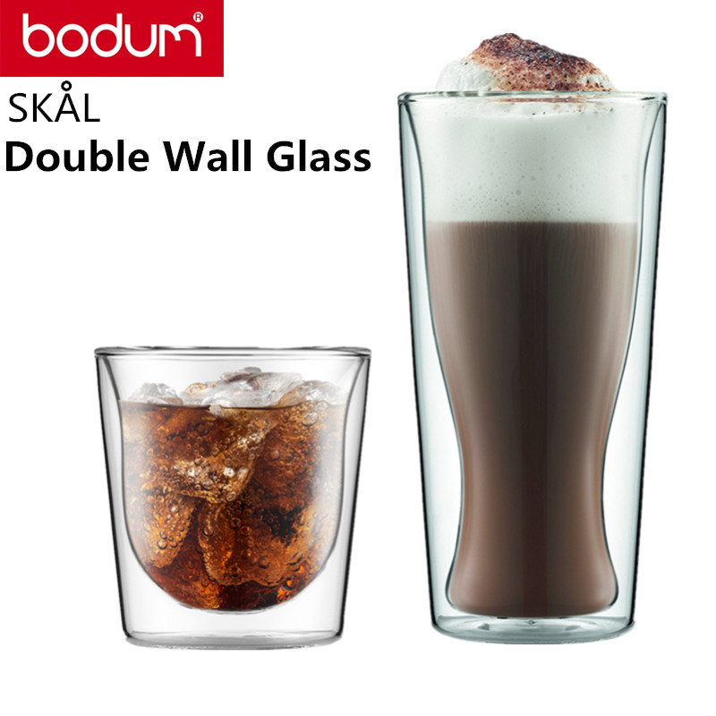 BODUM simple double-layer glass cup high temperature resistant beer fruit drink coffee male handy office female creative