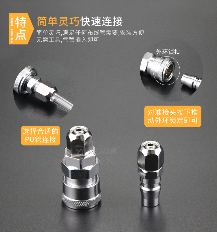 máy nén khí piston Công cụ khí nén súng gỗ súng hơi máy bơm không khí máy nén khí gió C loại tự khóa đầu nối nhanh nam nữ 20SM PP đầu nén khí 1 piston