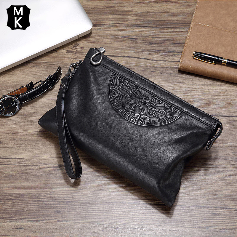 MK Handbag Men Genuine Leather 2022 New Men's Handbags Envelope Bag Men's Hand Grip Bag Large Capacity Clips Bag Tide Bag
