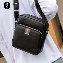 MK genuine leather skew satchel mens 2022 new mens bunk bag single shoulder bag fashion trend small backpack man