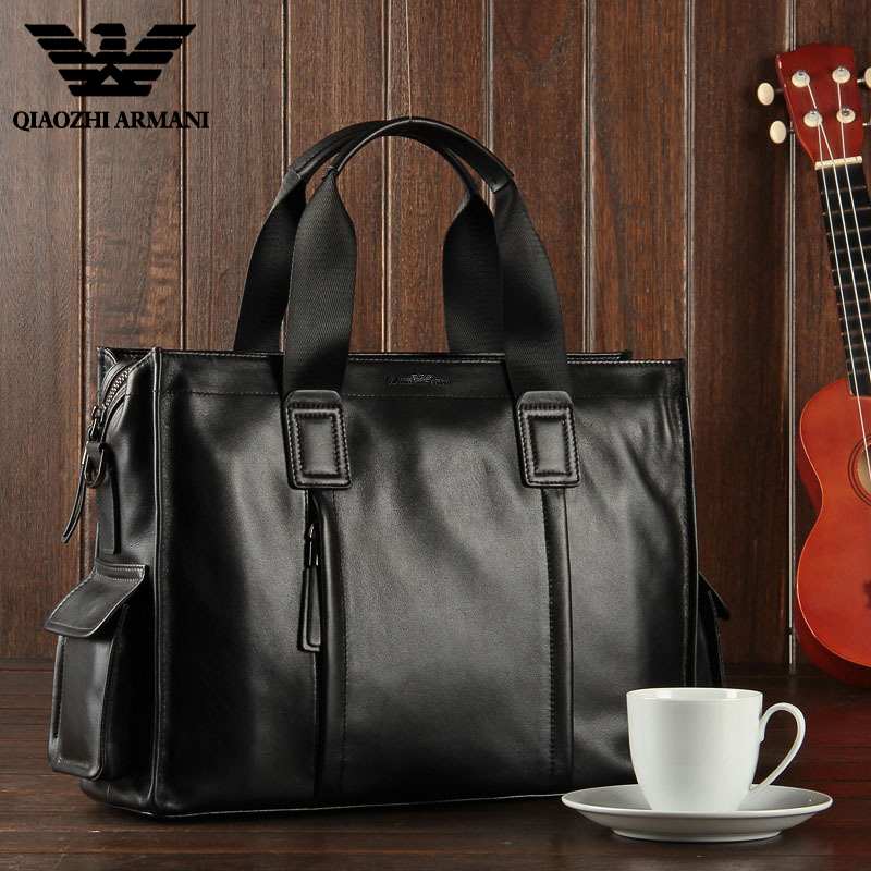 Hashishi Armani men's handbag genuine leather business briefcase casual cross-body bag men fashion computer bag tide