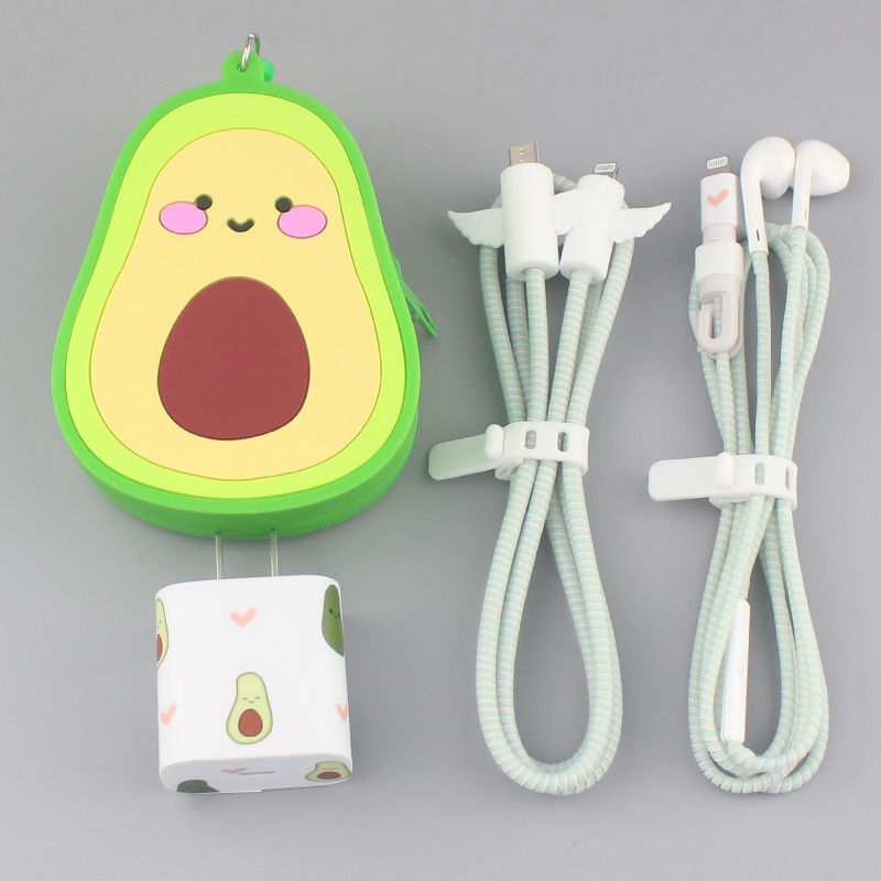 Bull Oil Fruit Charger Sticker applies Apple 11pro 11promax data line protective sleeve headphone winder