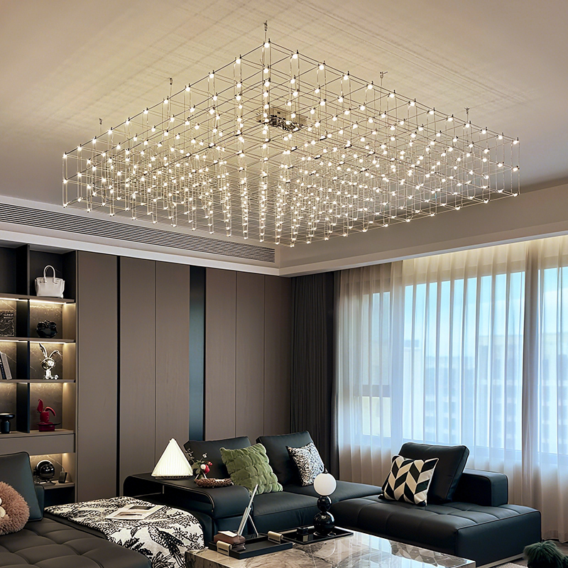 Light Cube Firefly Living Room Chandelier Starry Crystal Villa Large Flat Floor Dining Room Sales Office Lobby Main Light