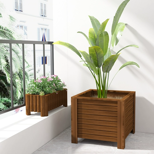 Коррупция карбонизированная деревянная цветочная коробка наружная квадратная цветочная впадая