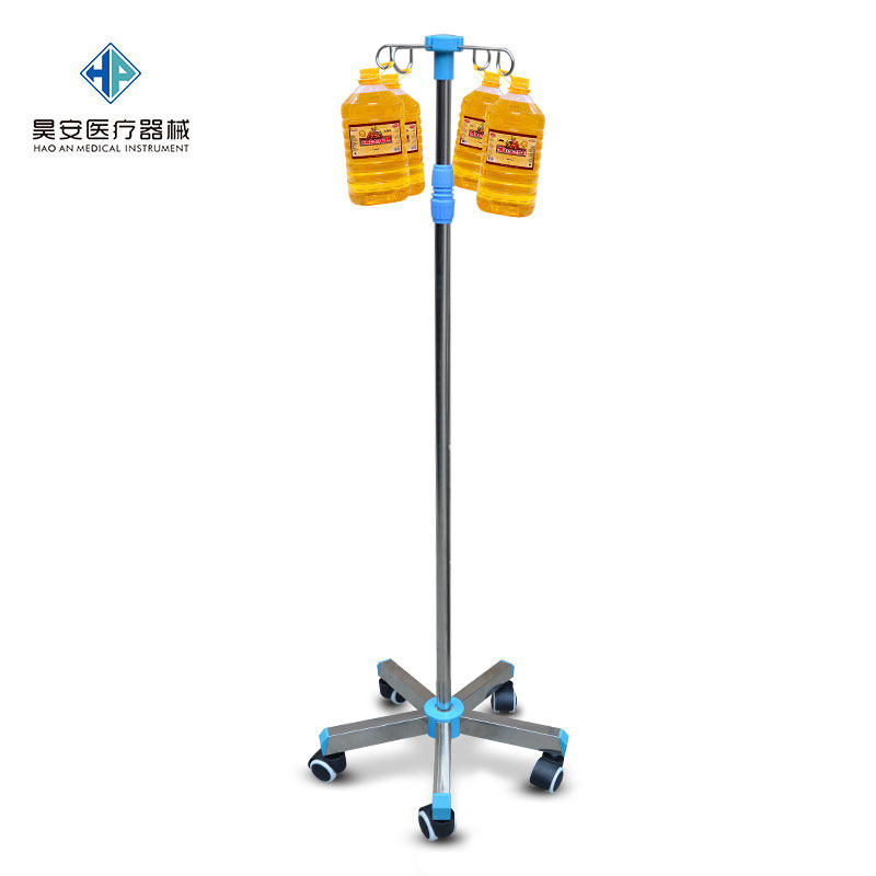 加厚不锈钢五脚输液架诊所用移动便携式高低可调节家用点滴吊瓶架
