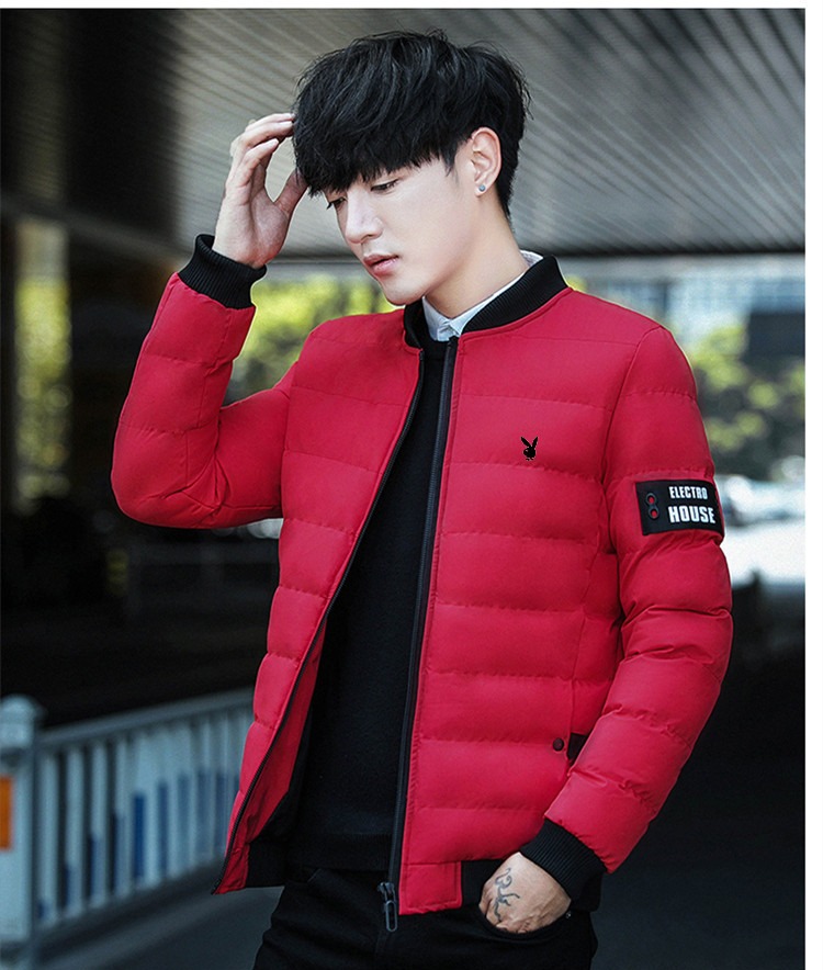 Áo khoác cotton nam Playboy 2018 áo khoác mùa đông mới cotton dày trẻ trung xuống bông pad áo khoác da nam
