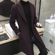 Áo khoác nam dài trench coat nam phiên bản Hàn Quốc của mùa thu và mùa đông áo len dày dày áo khoác nam xu hướng quần áo nam - Áo gió