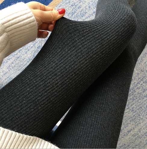 Mèo con không thêm phần nhung mỏng sọc dọc quần legging thể thao nữ mùa xuân và mùa thu mặc sợi cotton dệt kim bó sát thời trang nữ