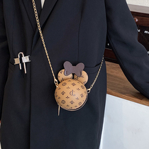 French small crowdsourcing bag 2022 new mini cute little round bag bursting genuine leather texture chain slanted satchel