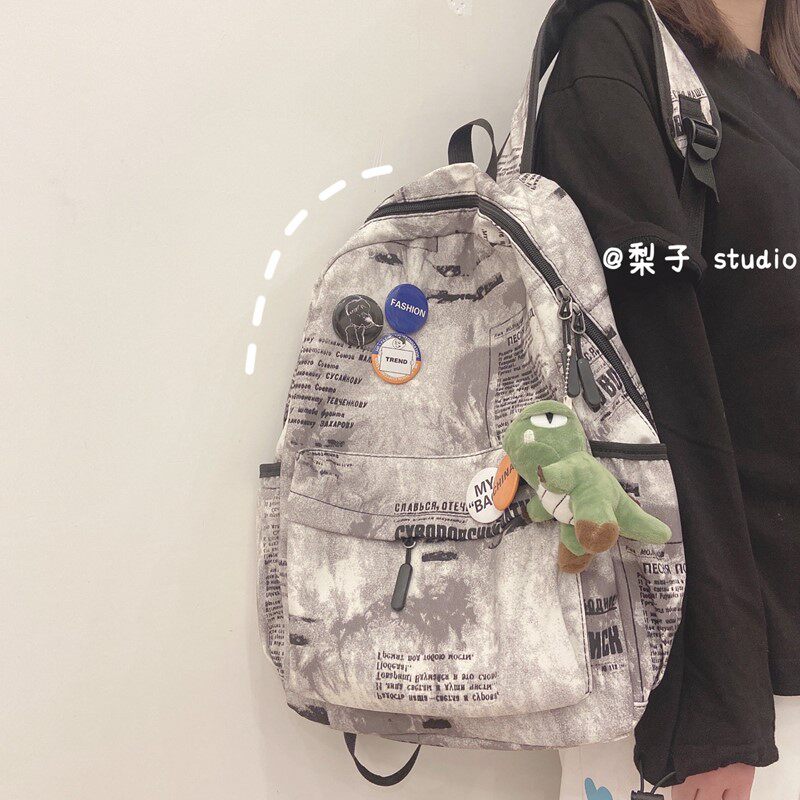 French School Bag Male University Students Large Capacity High School Junior High School Students Tide Original Wind Trendy Double Shoulder Bag women Ins