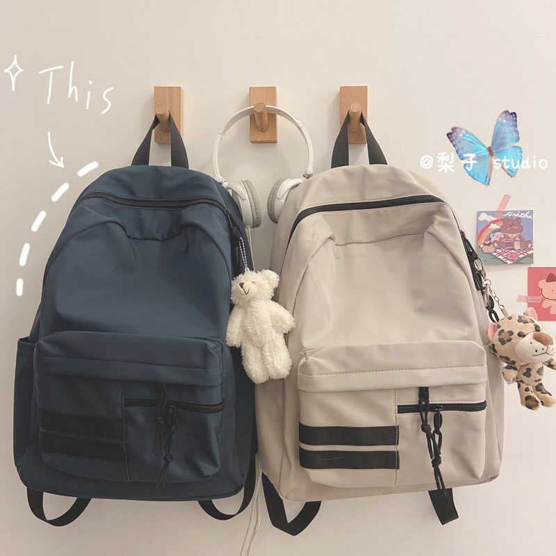 Fozens backpack 2021 large-capacity female Korean version all-match high school student backpack bf style vintage school bag