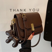 French small crowdsourced autumn and winter Korean version Small bag womens wave 100 lap retro single shoulder small square bag high-grade sense diagonal satchel genuine leather