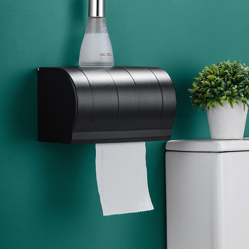 Makeup Room Paper Towel Box Toilet Toilet Paper Shelf Sanitary Paper Box Free of perforated black waterproof paper towel rack sanitary paper box