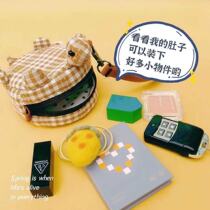 Cartoon coin purse female hand carry small wallet key bag Canvas mini bag portable small round bag Lipstick storage bag