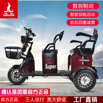 Phoenix mini electric tricycle household small pick-up children old people pull goods new closed shed battery car
