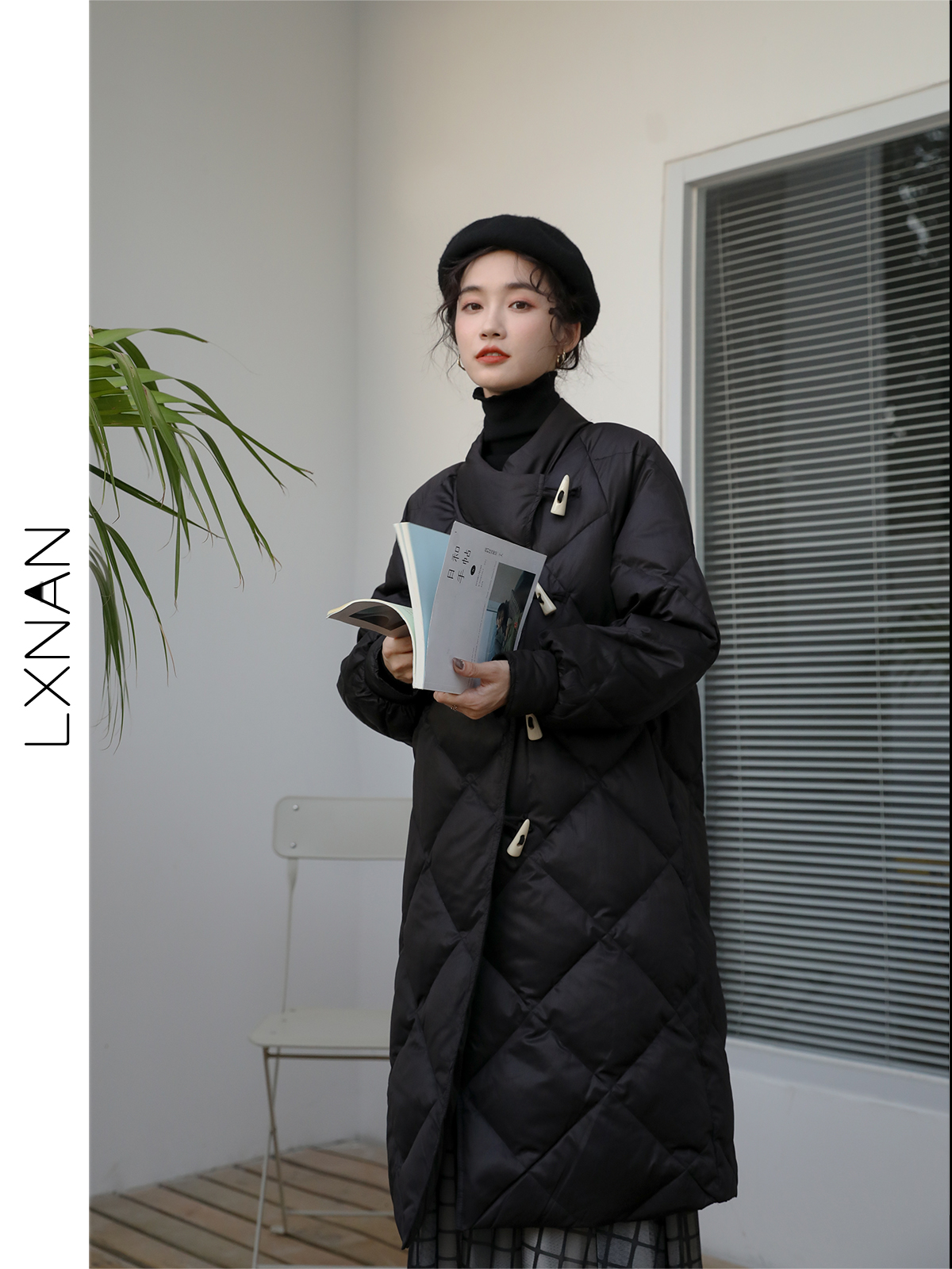 Deer south 2021 new down jacket black horn buckle warm jacket in the long version of the fashion down jacket