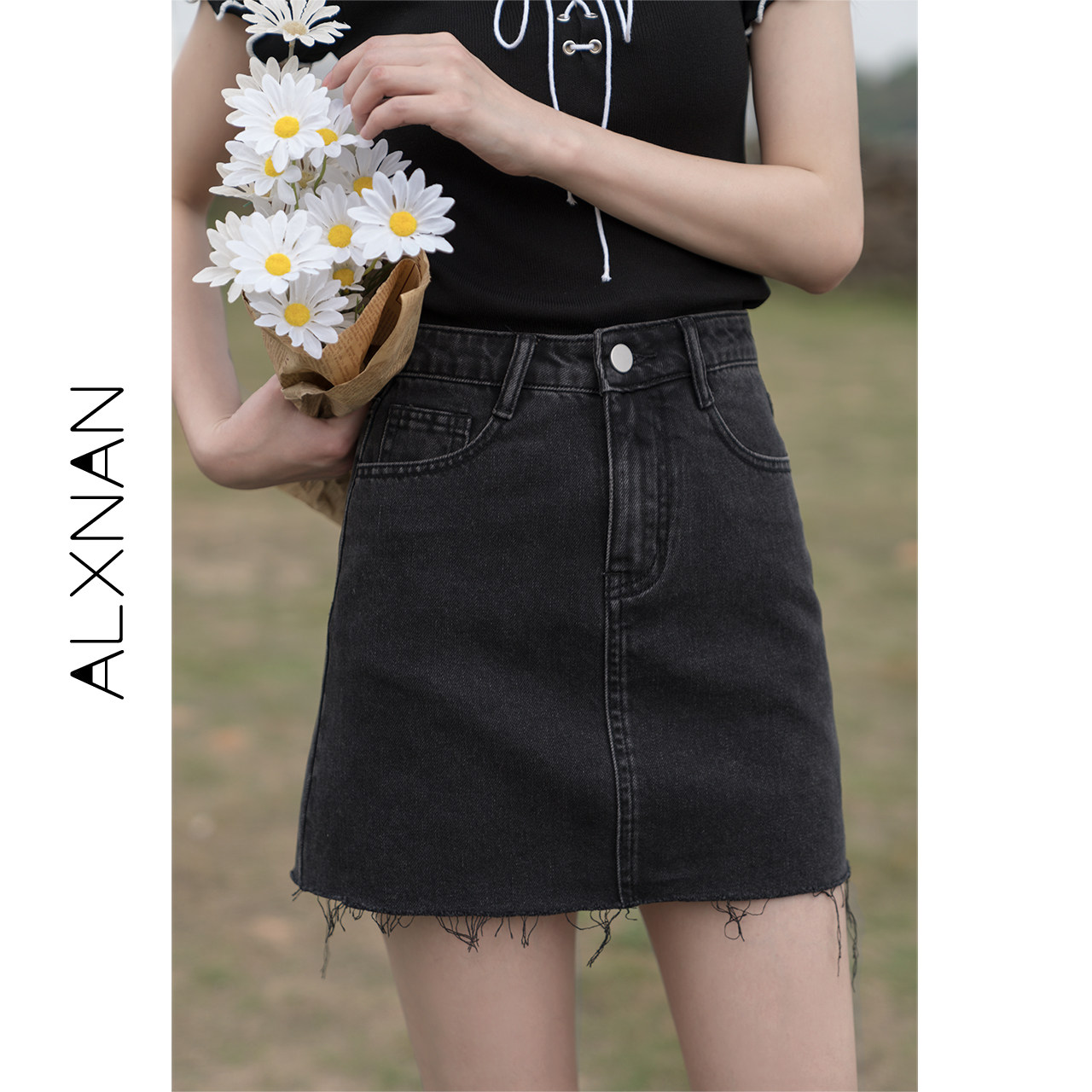 Deer South Black Cowboy Half Body Dress 2022 New Design Sensation Slim Fit Slim Short Dress Fashion A Word Skirt Summer