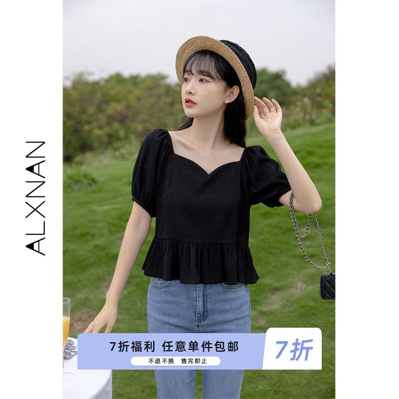 Deer Southward Short Sleeve V Collar Snow-spinning Jersey Woman 2022 New spring loose cover 100 lap design Sensation Little Crowdblouse