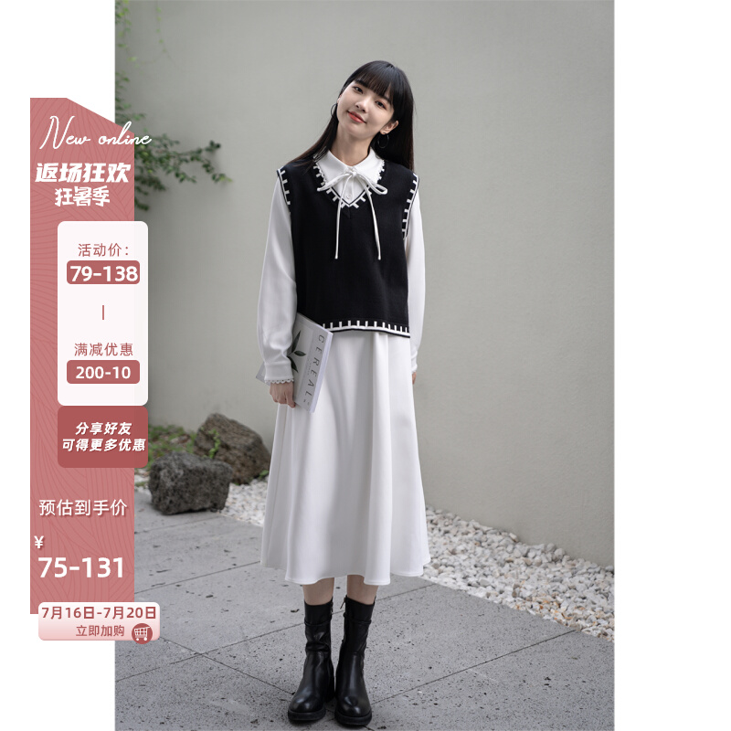 Deer South White Dress Woman Spring 2022 New Close-up Lace Temperament Suit Medium Long Version Dress