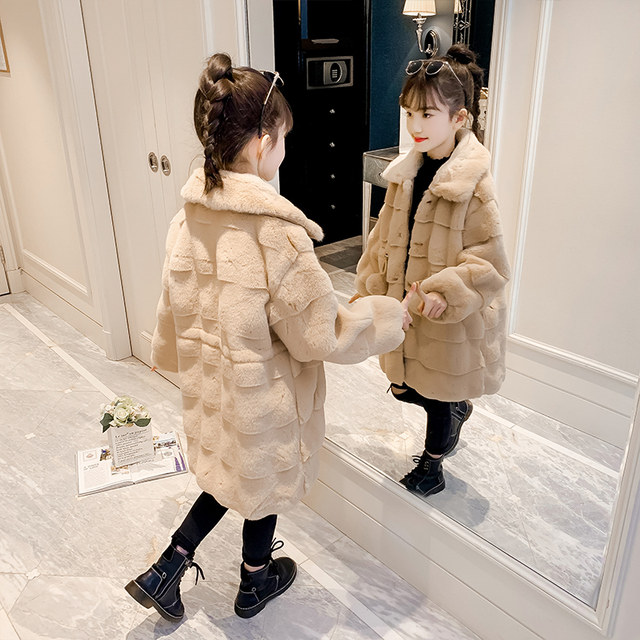 Big girl winter thickened coat 2022 new Korean style foreign style long section fur girl fashionable mink fur coat