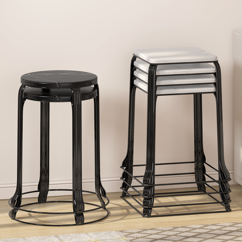 Simple household stool College dormitory space-saving thickened wrought iron set stool fashion creative high storage stool