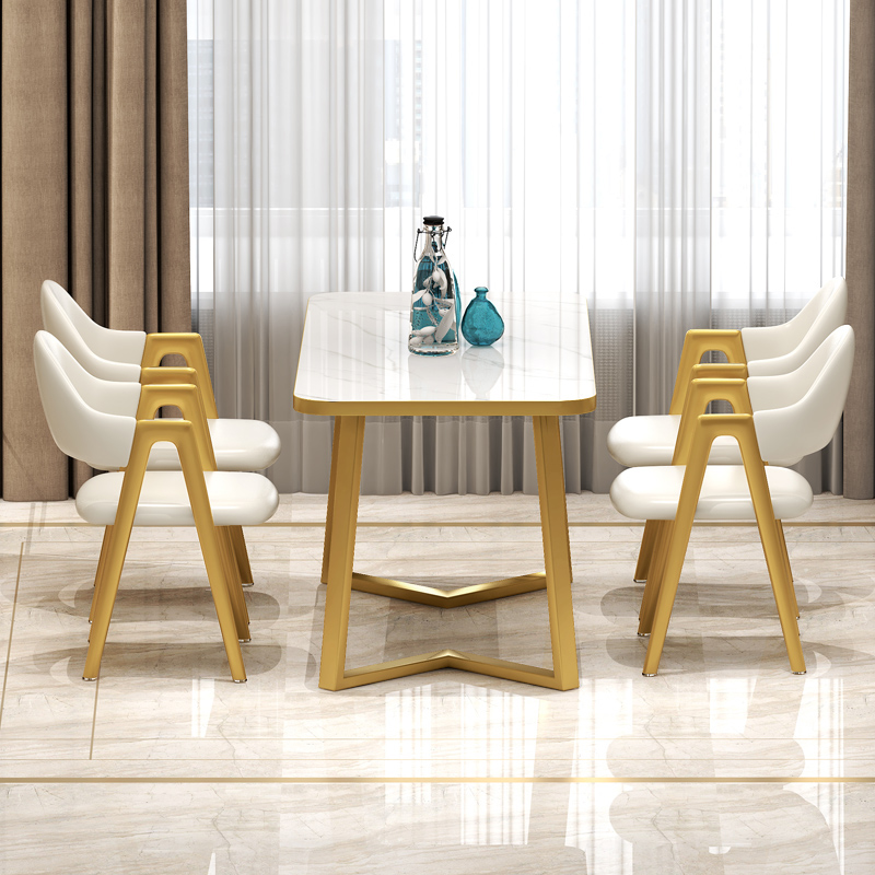 Modern minimalist dining table home small apartment 4 people dining table light luxury Internet celebrity milk tea shop casual negotiation table and chair combination