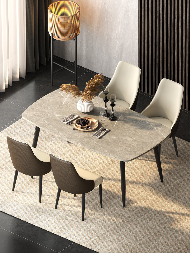 Мраморный стол 意式轻奢岩板餐桌现代简约小户型家用饭桌子长方形北欧餐桌椅组合