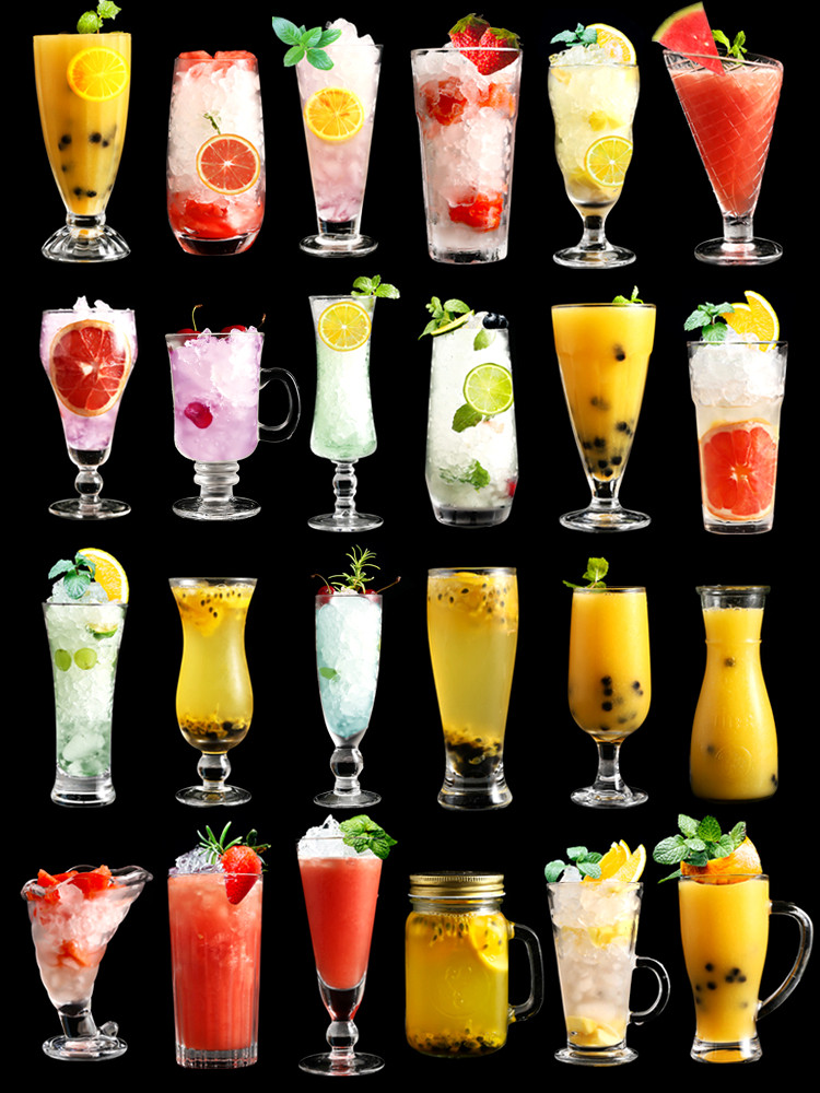 Drink cup Glass Creative cold drink cup Juice cup Household fruit cup Ice cup Drink cup Milk tea cup Milkshake cup