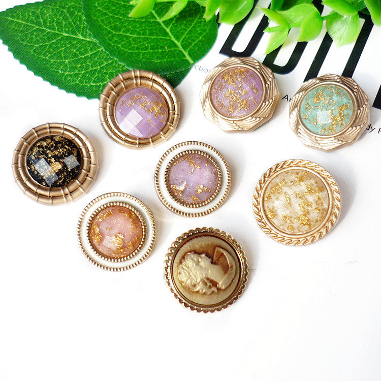 Purple metal button round retro little incense button woolen coat suit dress women's sweater cardigan button