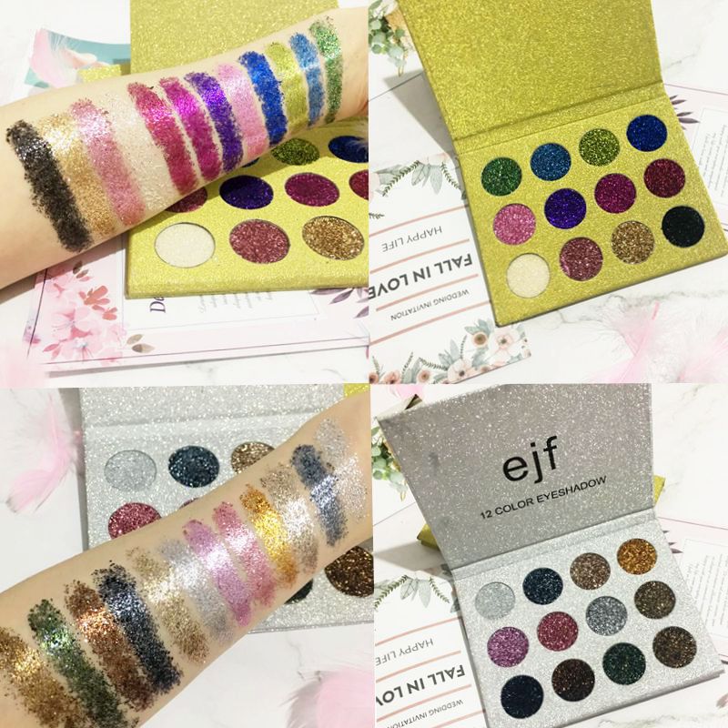 Diamond sequins 12-color gold eyeshadow palette Exaggerated stage shiny glitter powder High-gloss eyeshadow Shiny Eyeshadow