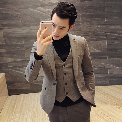 Men's suit jacket Korean slim three-piece suit suit men's suit wedding groom dress autumn and winter two-piece tide