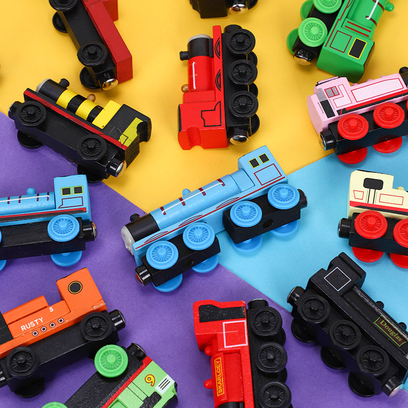 Wood compatible Xiaomi brio locomotive fire carriage with magnetic track combined children playmobile