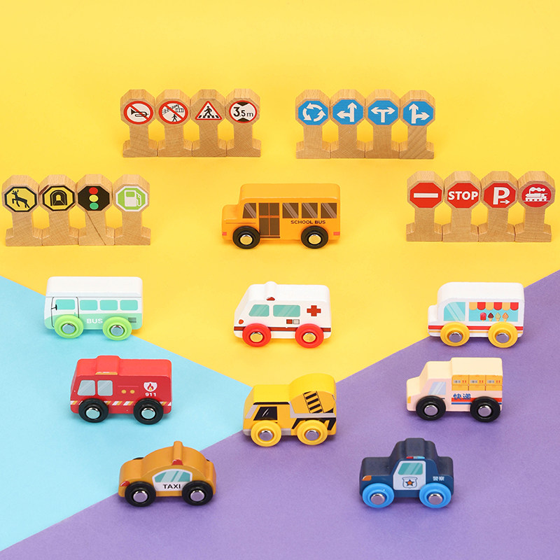 Le Cool Wood Car Traffic Scenario series compatible wooden train track toy Xiaomi Rabbit