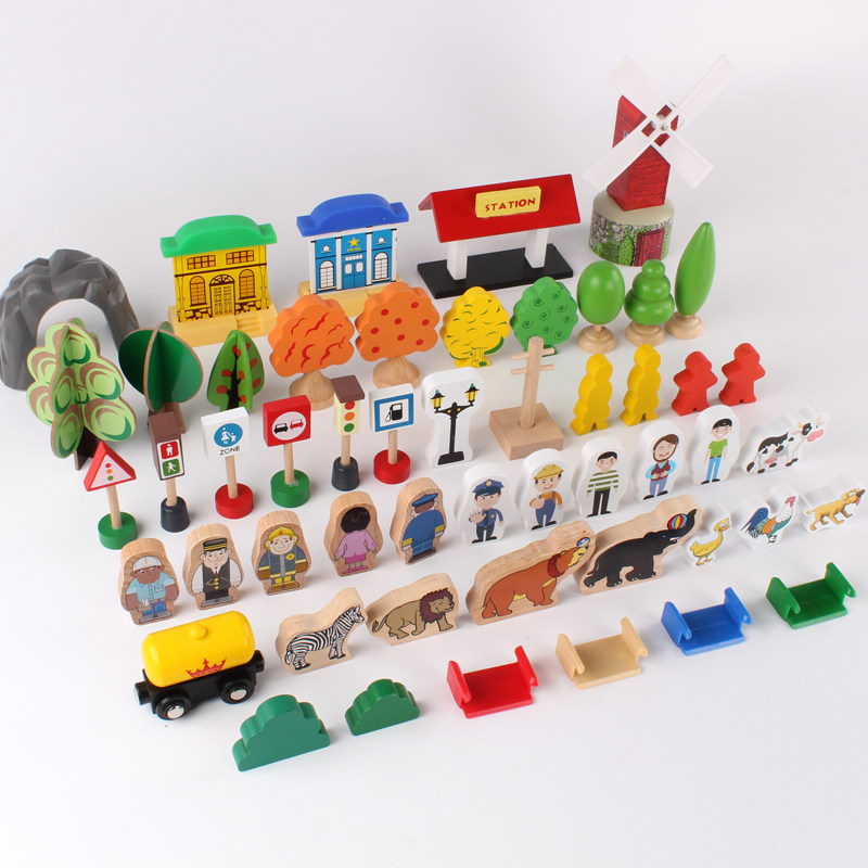 Bulk Wooden Track Accessories Compatible Wooden Hape Rabbit BRIO Combined Scene gameplay for children Puzzle Toys