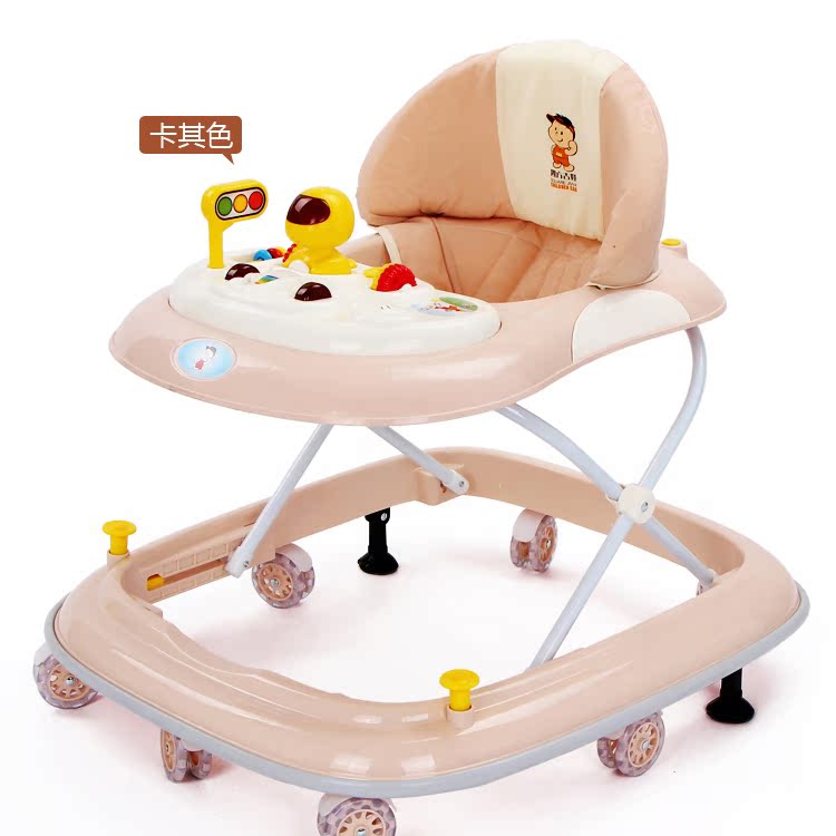 Bé sơ sinh con toddler walker 6 7-18 tháng đa chức năng chống rollover đẩy có thể ngồi với âm nhạc phanh