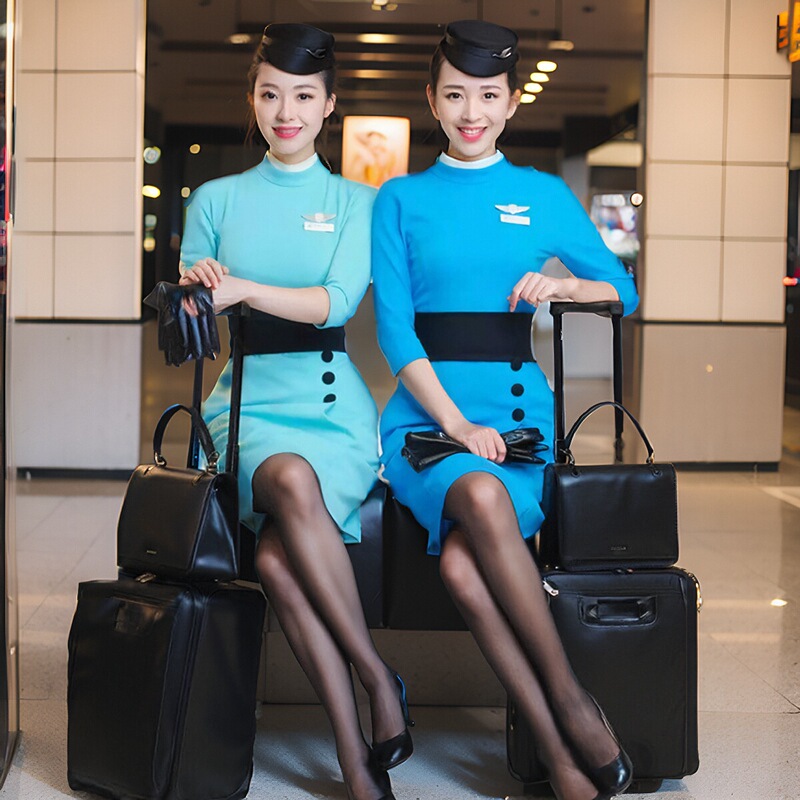 Xiamen Airline Stewardess Dress Elegant Slim Professional Uniform Outfit Etiquette Guide Flight Attendant Training Interview Clothing