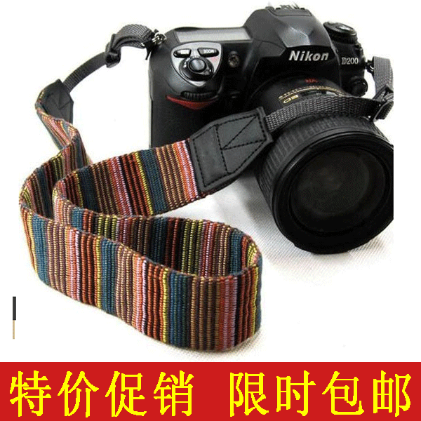 Soft monocular micro monocular camera camera shoulder strap Goto LC-005 color pinstripe ethnic style camera holding baby bag