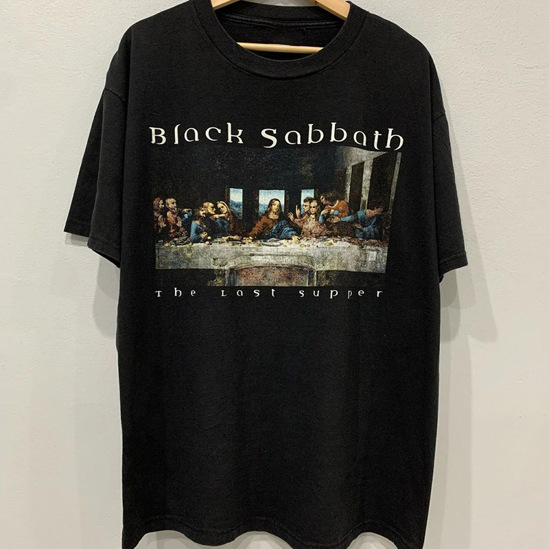 Black Sabbath Rock Band Oil Painting Style Retro Short-Sleeved Unisex Versatile Couple T-Shirt